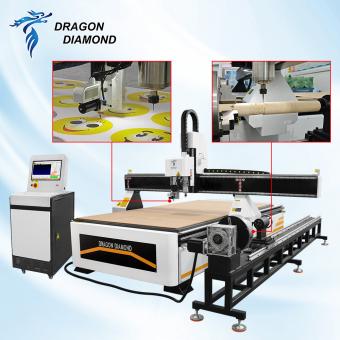 1530 CNC router with  Spindle + CCD Camera + Vibrating Knife + Rotary Axis